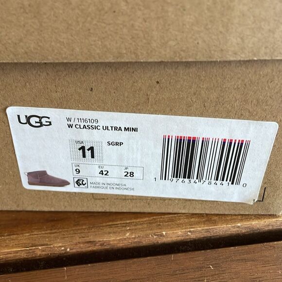 UGG Classic Ultra Mini Booties Sugarplum USA Women Size 11/UK 9/EU 42 - Picture 11 of 13